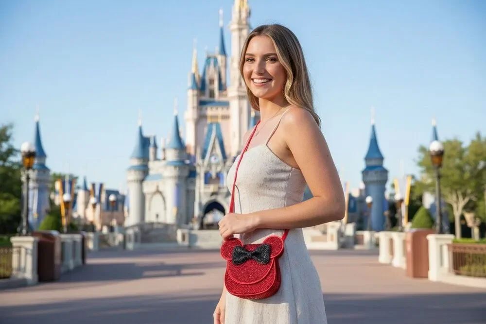 Hand Rhinestoned Red Mouse Crossbody Bag | One of a Kind Handmade Purse